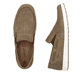 Braune Rieker Herren Slipper 18266-26 mit einem Elastikeinsatz. Schuh von oben, liegend.