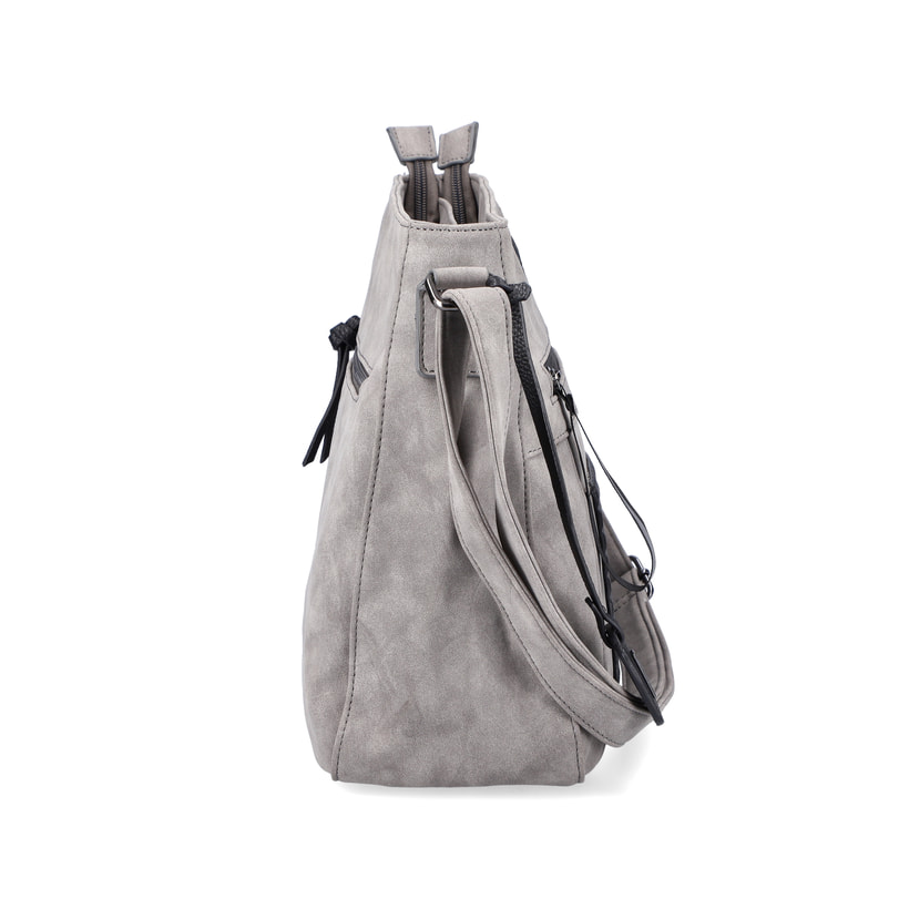 Sac Ã  main Rieker H1481-42 en gris avec compartiment intérieur, fermeture éclair et poche pour téléphone portable. Côté droit.