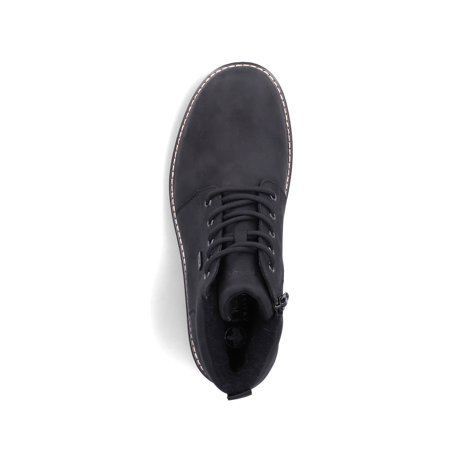 Schwarze Rieker Herren Schnürstiefel 39831-00 aus Rauleder. Schuh von oben.