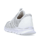 Grüne Rieker Damen Slipper 54071-80 mit ultra leichter und flexibler Sohle. Schuh von hinten.