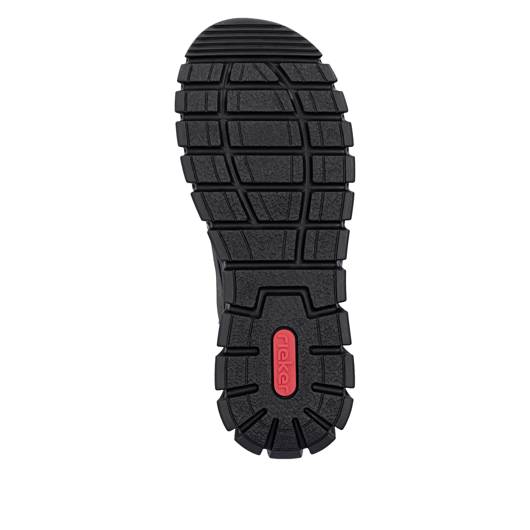 Dunkelgraue Rieker Damen Schnürstiefel 57502-45 mit einem Reißverschluss. Schuh Laufsohle.