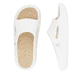 Weiße Rieker Damen Pantoletten W3350-80 mit ultraleichter und flexibler Sohle. Schuh von oben, liegend.