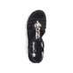 Schwarze Rieker Keilsandaletten 62949-00 mit Schmuckelementen sowie Gummizug. Schuh von oben.