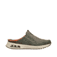 Grüne Rieker Herren Clogs B1091-52 mit Rieker Air Sohlenfenster sowie Gummizug. Schuh Innenseite.