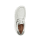 Mintgrüne vegane Rieker Damen Slipper 44000-52 mit einer Gummischnürung. Schuh von oben.