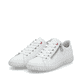 Weiße Rieker Damen Sneaker Low N0900-81 mit einem Reißverschluss. Schuhpaar seitlich schräg.