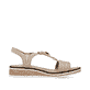 Beige Rieker Keilsandaletten V3662-62 mit Gummizug sowie einer leichten Sohle. Schuh Innenseite.