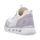 Weiße vegane Rieker Damen Sneaker Low M6067-30 mit einem Gummizug. Schuh von hinten.