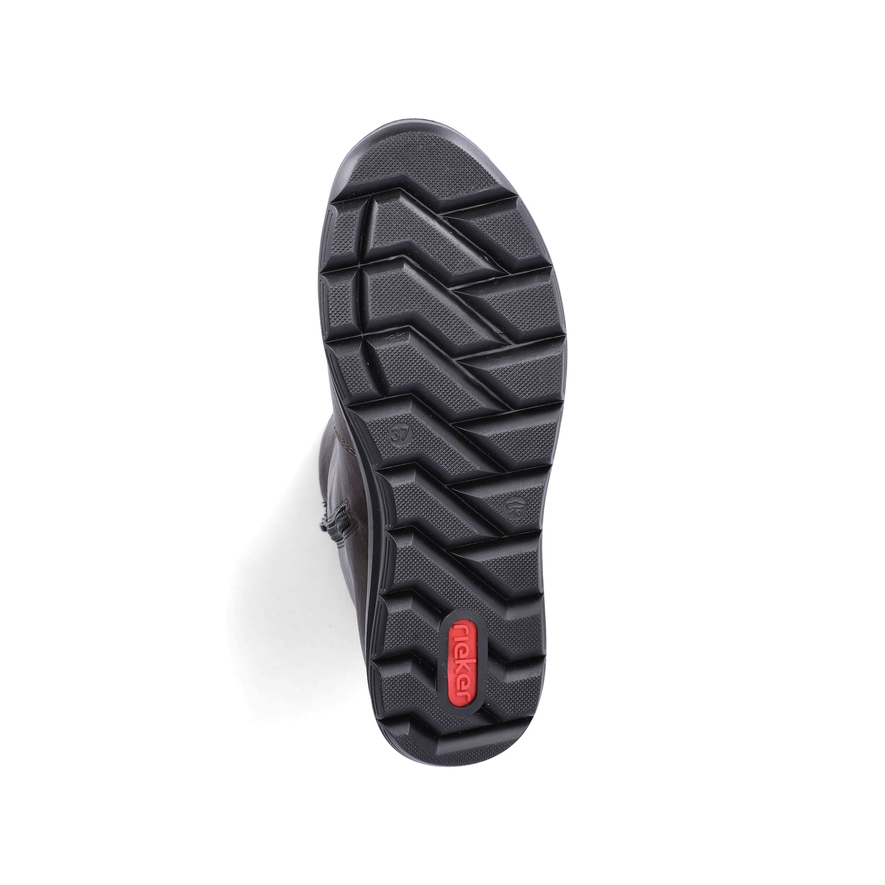 Dunkelbraune Rieker Damen Kurzstiefel Z0074-25 mit wasserabweisender TEX-Membran. Schuh Laufsohle.