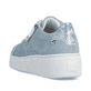 Blaue Rieker Damen Sneaker Low W2605-12 aus Rauleder. Schuh von hinten.