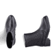 Schwarze Rieker Damen Kurzstiefel Y0581-00 mit modernen Ziernähten. Schuh von oben, liegend.