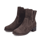 Dunkelbraune Rieker Damen Kurzstiefel 75460-24 aus Rauleder mit Reißverschluss. Schuhpaar seitlich schräg.