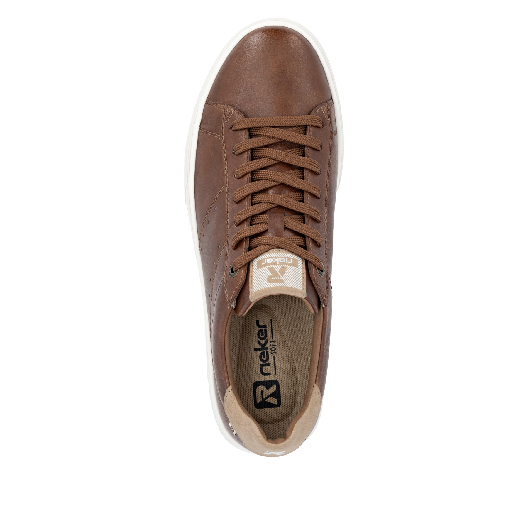 Baskets basses Rieker marron pour homme U0704-24. Chaussure vue de dessus.