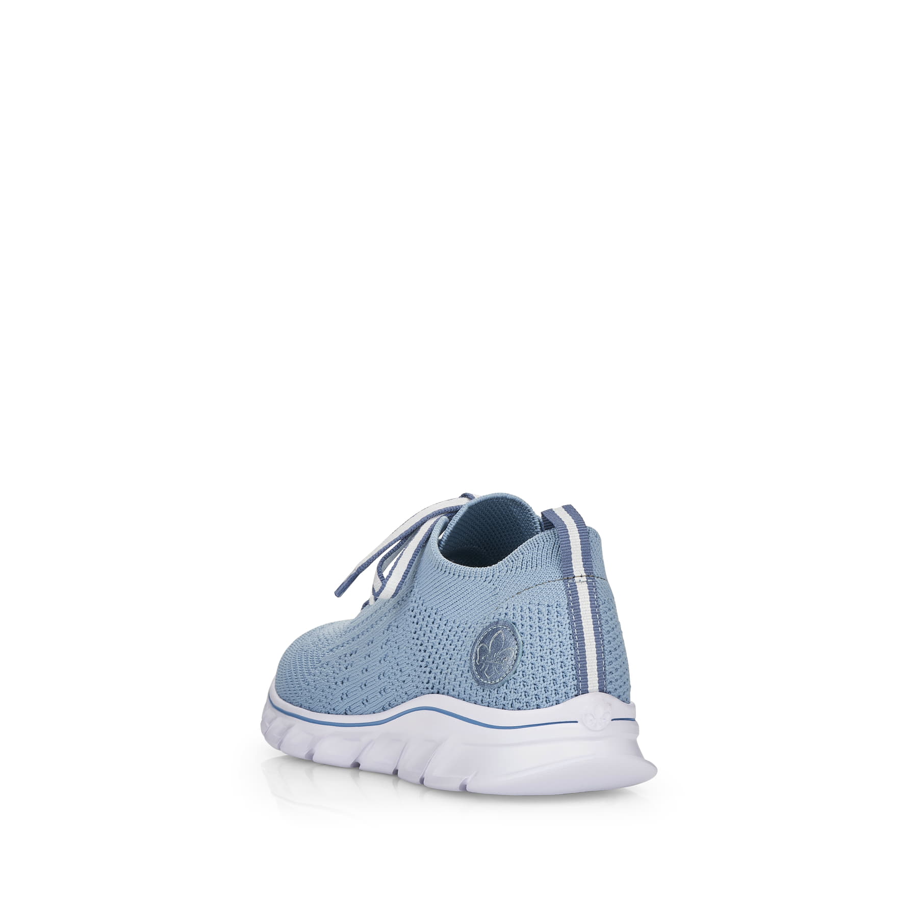 Blaue Rieker Damen Sneaker Low 54020-12 mit ultra leichter und flexibler Sohle. Schuh von hinten.