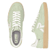 Grüne Rieker Damen Sneaker Low W2200-52 mit Schnürung sowie abriebfester Sohle. Schuh von oben, liegend.