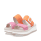 Rosane Rieker Damen Pantoletten W3050-38 mit einem Klettverschluss. Schuhpaar seitlich schräg.