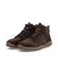 Dunkelbraune Rieker Herren Schnürstiefel 08102-25 aus Rauleder. Schuhpaar seitlich schräg.
