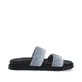Blaue vegane Rieker Damen Pantoletten W1451-14 mit einer ultraleichten Sohle. Schuh Innenseite.