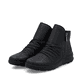 Schwarze Rieker Damen Kurzstiefel Z0056-00 aus Glattleder. Schuhpaar seitlich schräg.