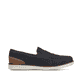 Blaue Rieker Herren Slipper B2350-14 mit Elastikeinsatz sowie Komfortweite G 1/2. Schuh Innenseite.