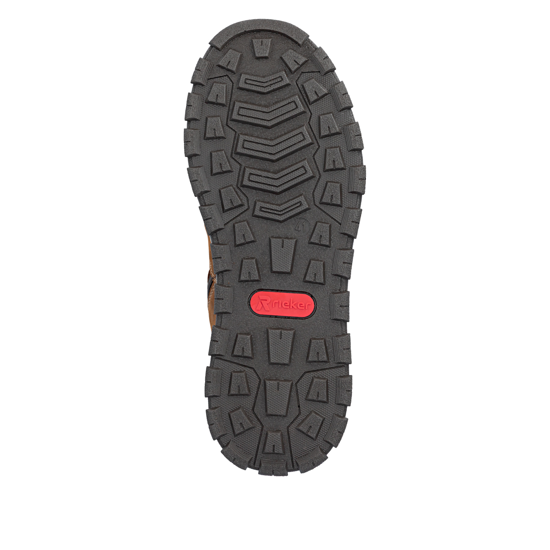 Braun-schwarze Rieker Herren Schnürstiefel B8124-22 mit einem Reißverschluss. Schuh Laufsohle.