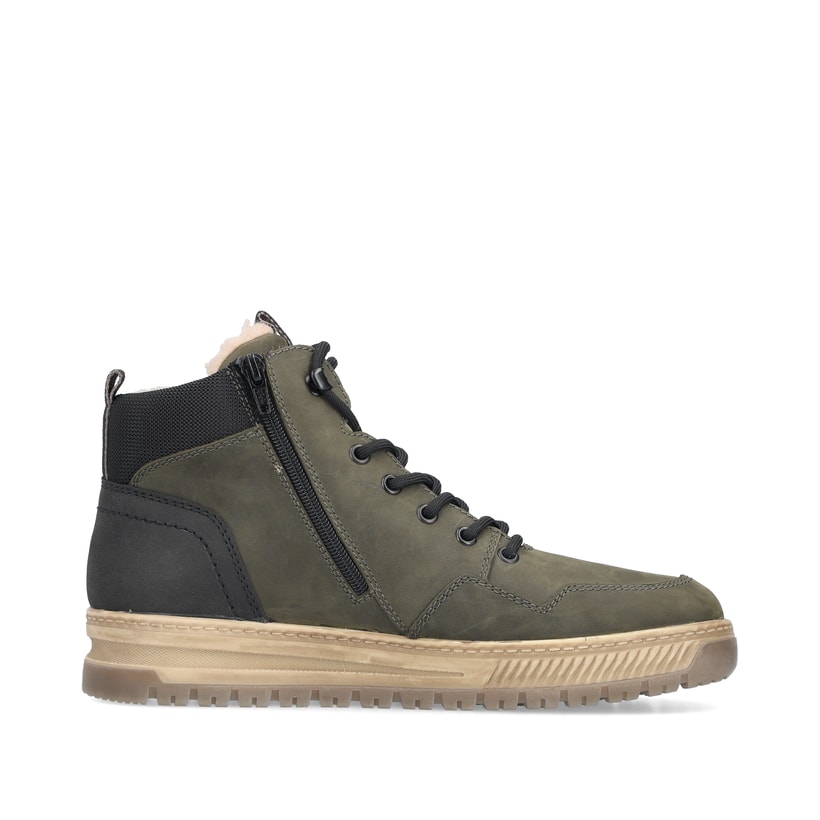 Grüne Rieker Herren Schnürstiefel 38554-55 aus Rauleder. Schuh Innenseite.