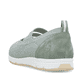Grüne Rieker Ballerinas L3053-52 mit Gummizug sowie herausnehmbarer Einlegesohle. Schuh von hinten.