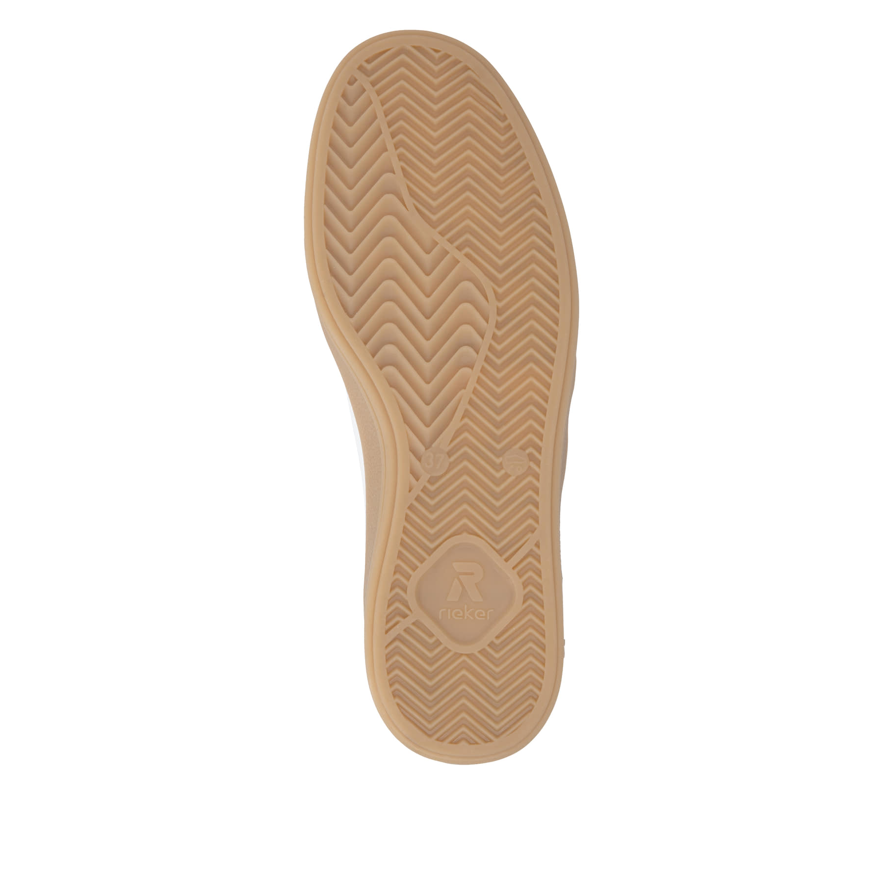 Baskets basses Rieker blanches pour femme W2200-80 avec lacets. Semelle extérieure de la chaussure.