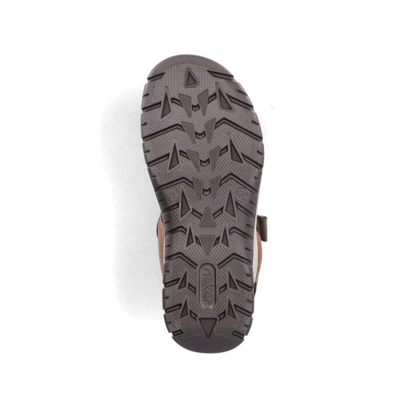 Braune Rieker Herren Trekkingsandalen 26952-24 mit einem Klettverschluss. Schuh Laufsohle.