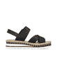 Graphitschwarze Rieker Keilsandaletten V7951-01 mit einem Klettverschluss. Schuh Innenseite.
