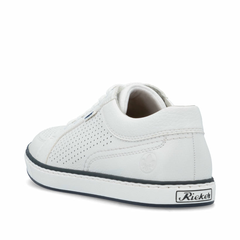 Weiße Rieker Herren Schnürschuhe 19603-80 mit modernen Ziernähten. Schuh von hinten.