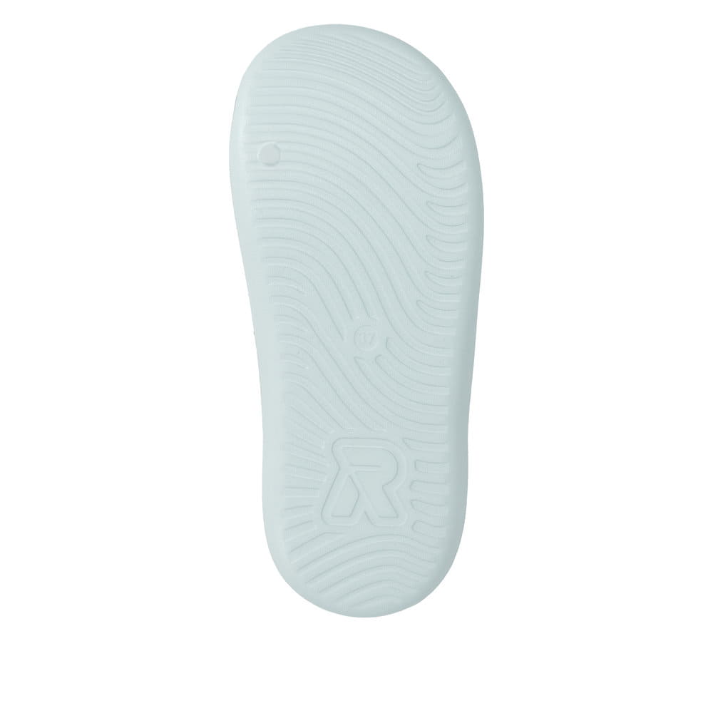 Grüne Rieker Damen Pantoletten W3450-53 mit flexibler und ultraleichter Sohle. Schuh Laufsohle.
