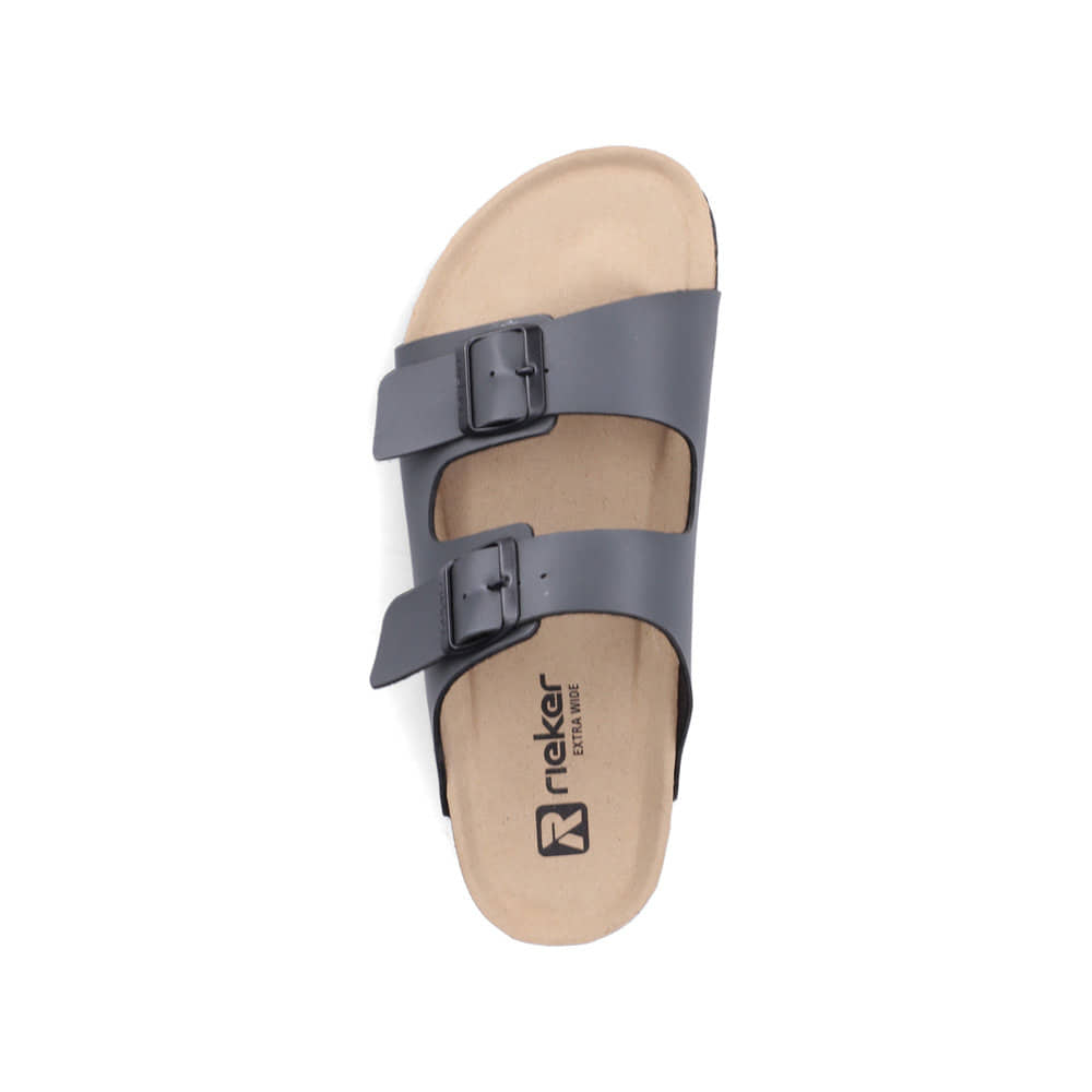Mules Rieker grises pour homme 22190-45 avec boucles. Chaussure vue de dessus.