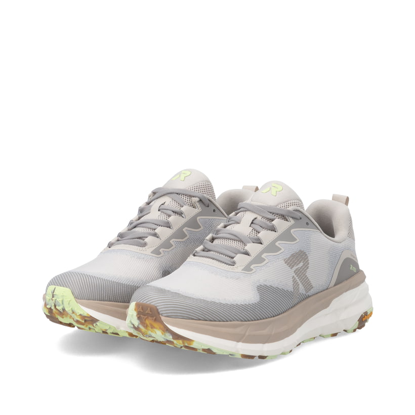 Beige Rieker Sport Herren Sneaker Low U4500-63. Schuhpaar seitlich schräg.