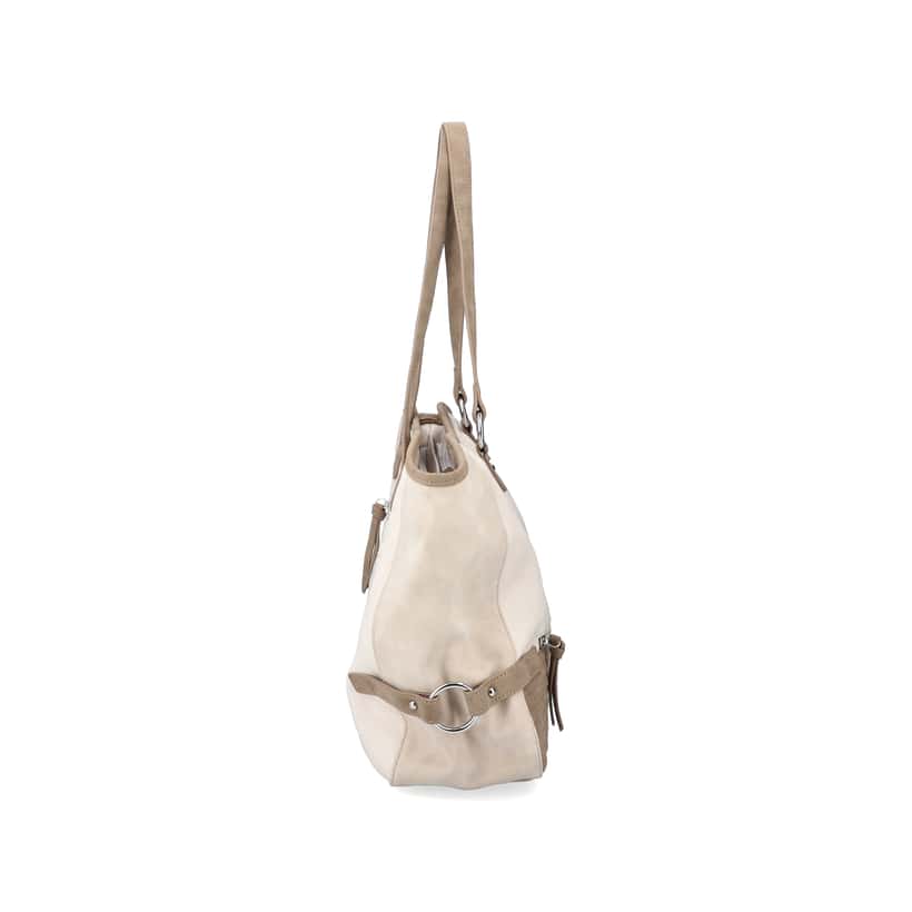 Rieker Shopper H1499-60 in Beige mit Innenfach, Reißverschluss und Handyfach. Rechtsseitig.