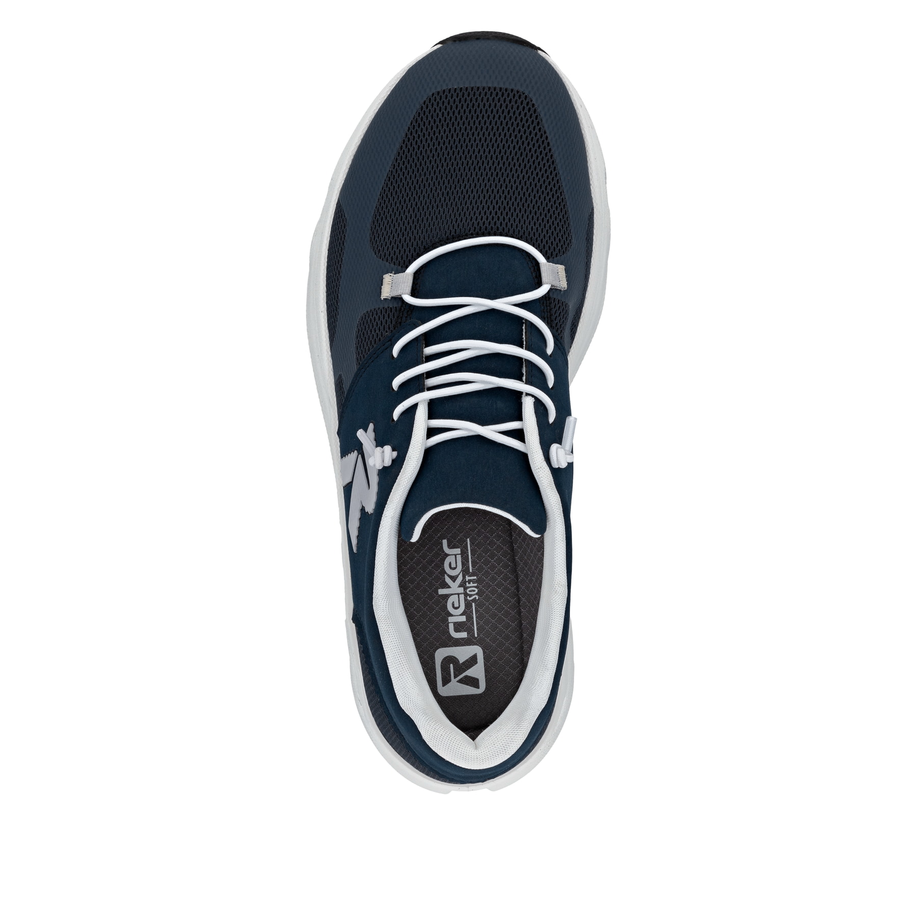 Blaue Rieker Herren Sneaker Low U3500-14 mit Schnürung sowie ultraleichter Sohle. Schuh von oben.