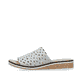 Blaue Rieker Damen Pantoletten V3693-10 mit Strasssteinen sowie leichter Sohle. Schuh Außenseite.