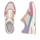 Beige vegane Rieker Damen Sneaker Low N9303-90 mit einer Schnürung. Schuh von oben, liegend.