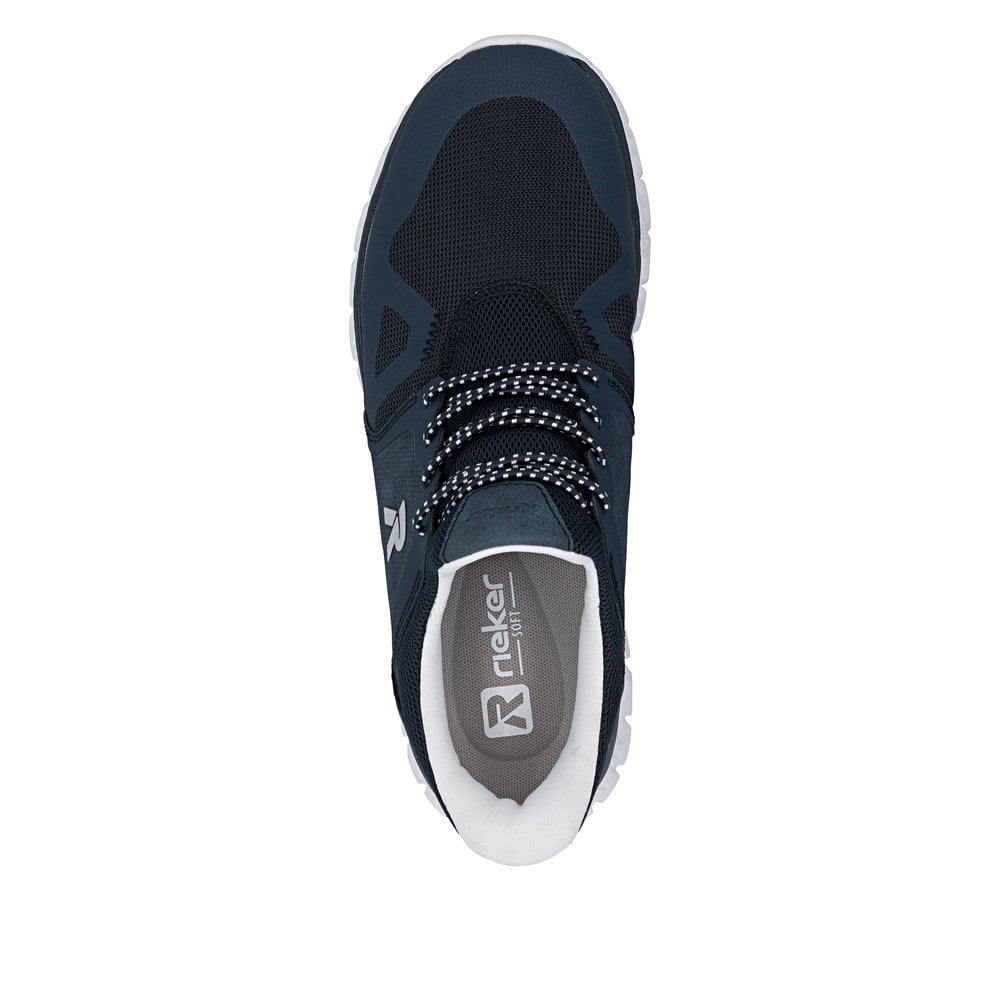 Baskets basses Rieker bleues homme 04355-14 avec option easy in facile. Chaussure vue de dessus.