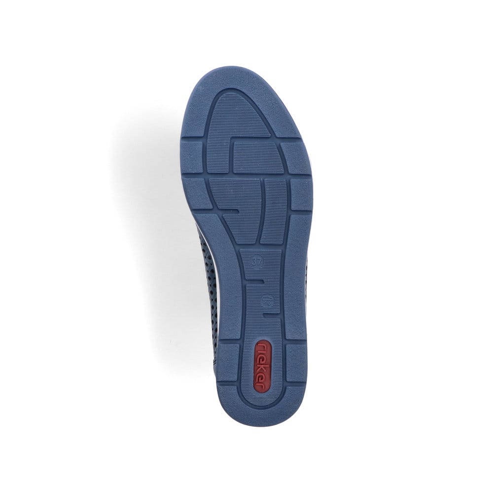 Ballerines Rieker bleues pour femme L3065-14 en optique Ã  trous. Semelle extérieure de la chaussure.