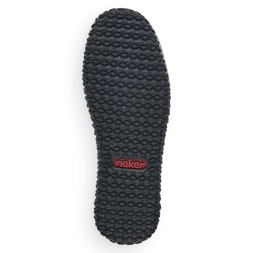 Schwarze Rieker Damen Slipper L4270-00 mit wasserabweisender RiekerTEX-Membran. Schuh Laufsohle.
