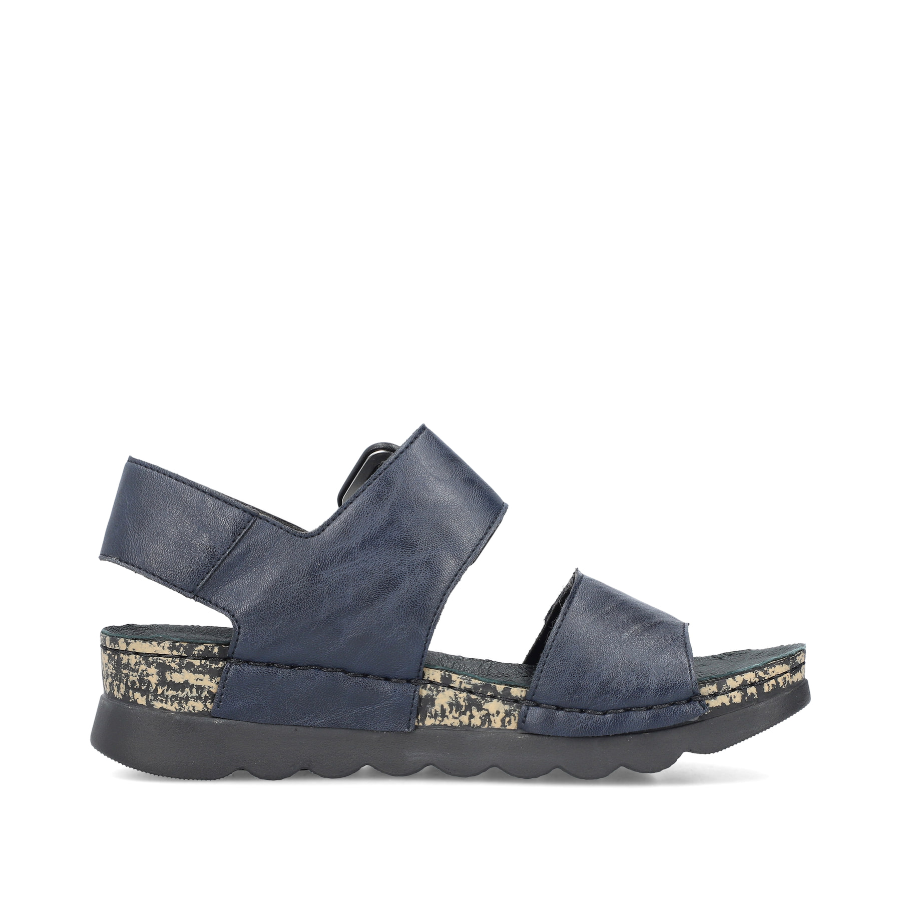 Blaue Rieker Damen Riemchensandalen 64450-14 mit einem Klettverschluss. Schuh Innenseite.