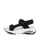 Schwarze vegane Rieker Damen Trekkingsandalen W3151-01 mit einem Klettverschluss. Schuh Außenseite.