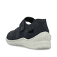 Blaue Rieker Ballerinas 48996-14 mit modernen Ziernähten sowie Klettverschluss. Schuh von hinten.