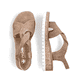 Beige Rieker Keilsandaletten V4355-62 mit einem Elastikeinsatz. Schuh von oben, liegend.