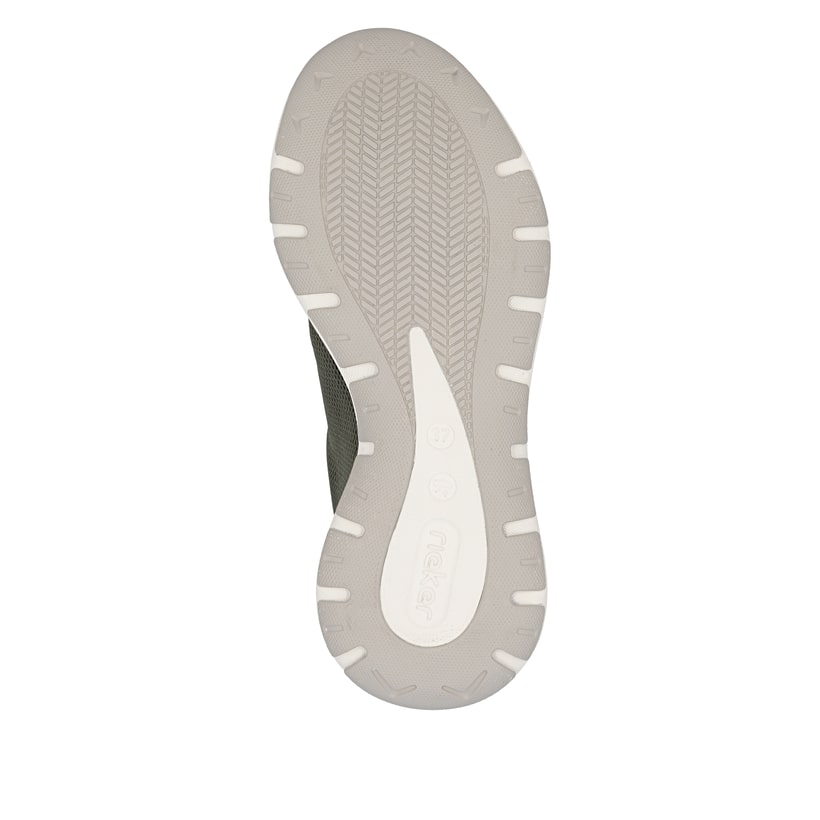 Baskets basses Rieker vertes femme M6551-54 avec option easy in facile. Semelle extérieure de la chaussure.
