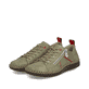Grüne Rieker Damen Schnürschuhe N2401-54 mit modernen Ziernähten. Schuhpaar seitlich schräg.
