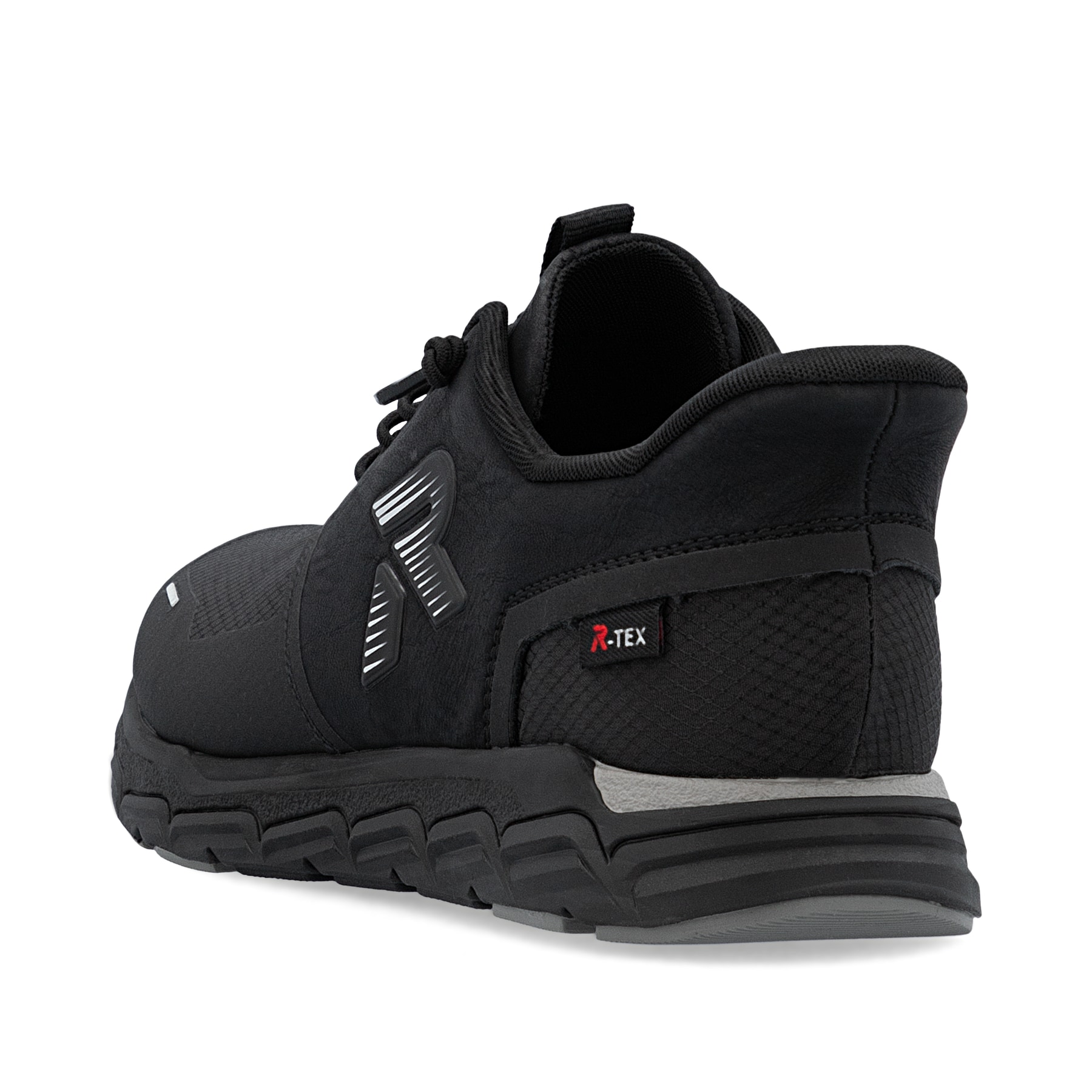 Baskets basses Rieker noires pour femme M9051-00 avec membrane RiekerTEX. Chaussure vue de l'arrière.