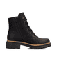 Biker Boots Rieker noires pour femme 72617-00 avec imprimé léopard. Chaussure vue de l'arrière.