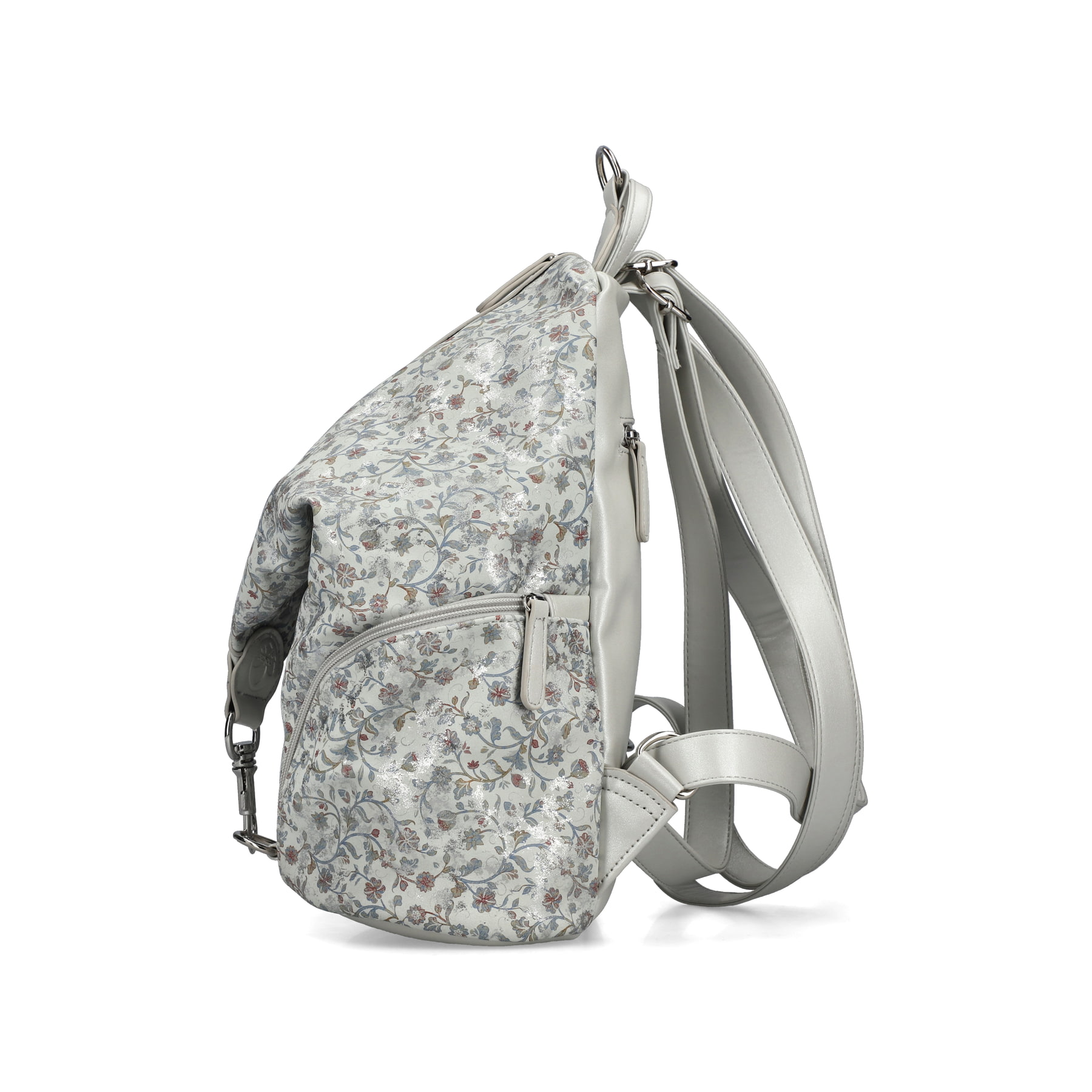 Sac à dos Rieker H1055-93 gris avec fermeture éclair et compartiment arrière. Côté droit.